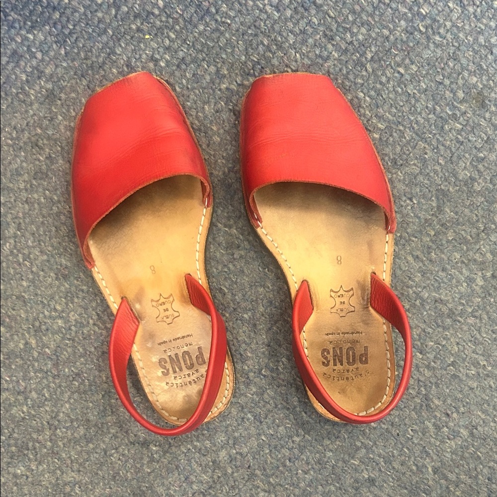 Women's real Red Leather Sandals